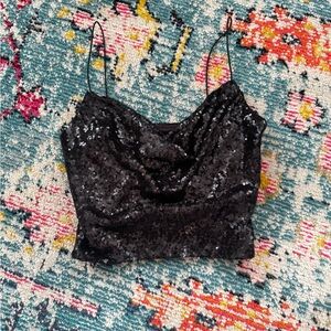 Black Sequin Women's Top